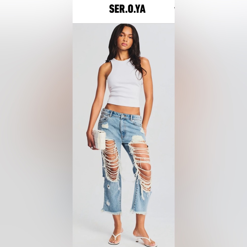 NWT SER.O.YA Omar Drop Crotch Boyfriend jeans size 26/24 coastline - Picture 1 of 16